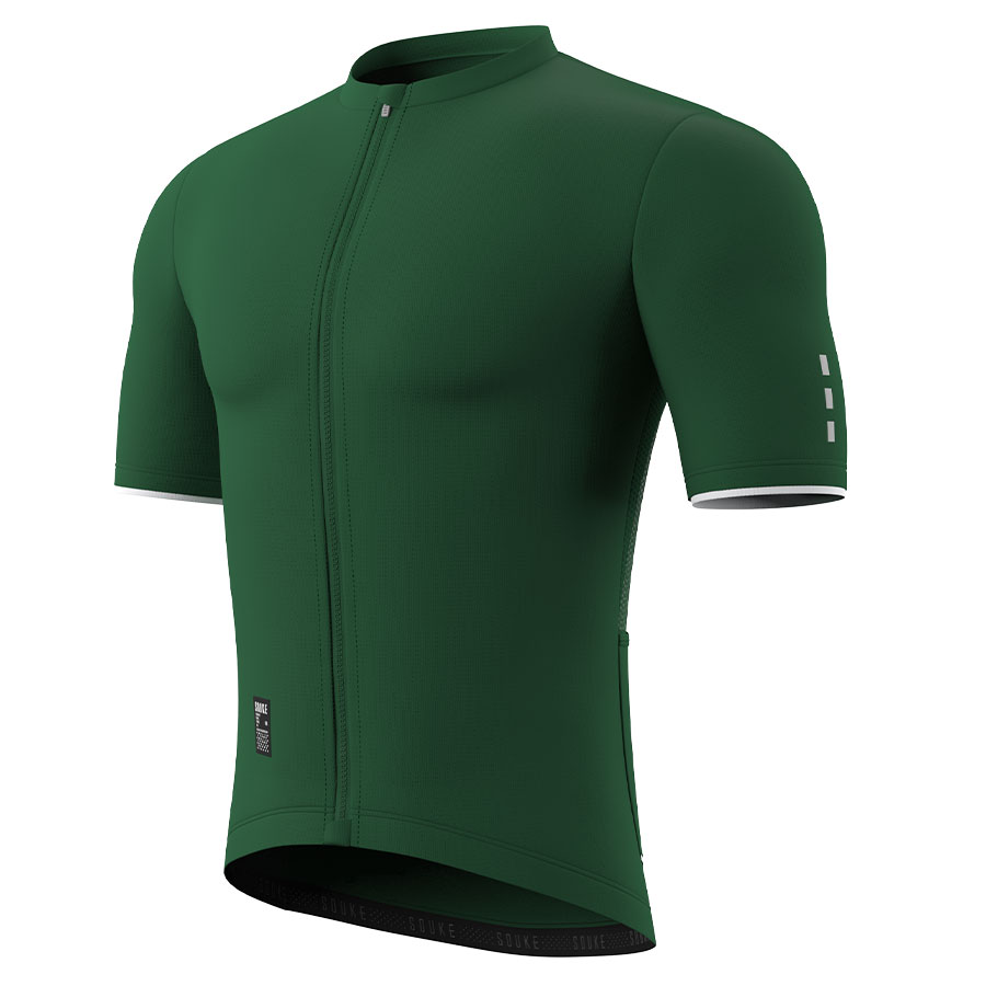 SOUKE, SOUKE SPORTS, GREEN, CS1105, MEN'S, CYCLING JERSEY PRO, SUMMER,Men's Cycling SSL Jersey, QUICK DRY, with 3 Rear Pockets, TOP, BIKER SHORT, EXTREME COMFORT, HI RACE, PRO TEAM RACE, FIT SOLID.