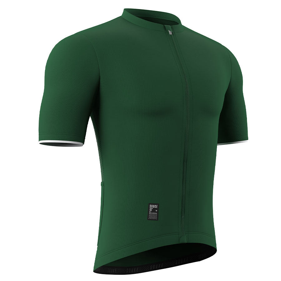 SOUKE, SOUKE SPORTS, GREEN, CS1105, MEN'S, CYCLING JERSEY PRO, SUMMER,Men's Cycling SSL Jersey, QUICK DRY, with 3 Rear Pockets, TOP, BIKER SHORT, EXTREME COMFORT, HI RACE, PRO TEAM RACE, FIT SOLID.