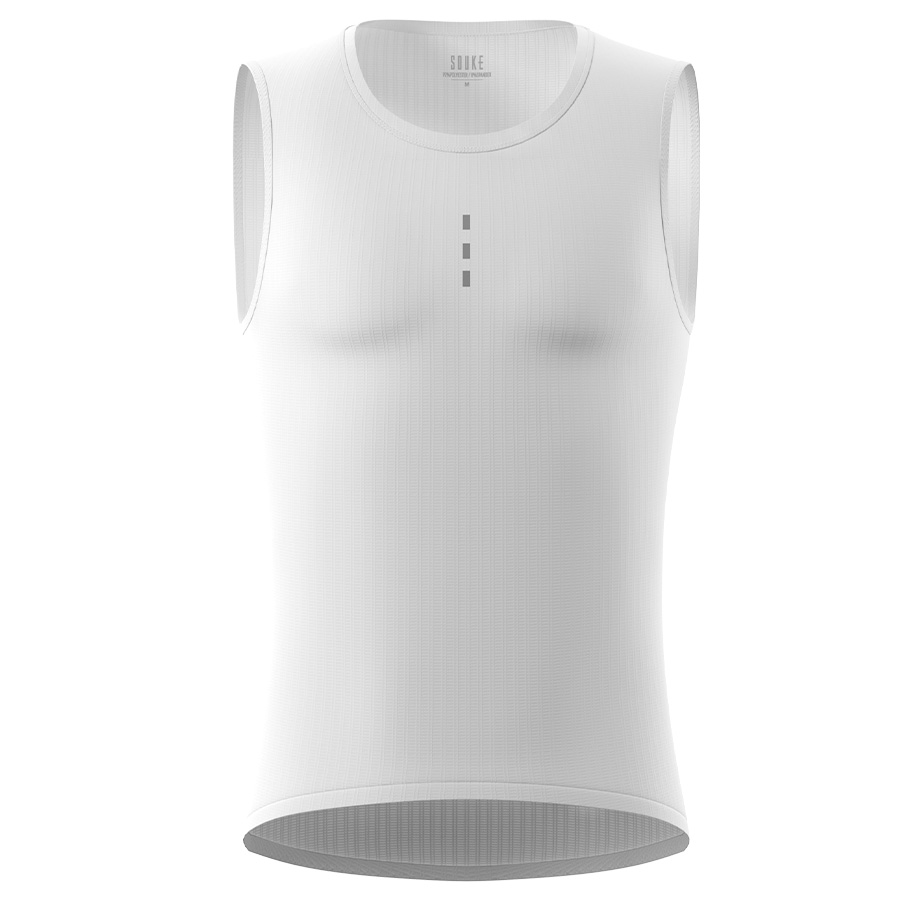 SOUKE, SOUKE SPORTS, WHITE, CS1100, Quick Dry, Sleeveless Cycling Base Layer, SUMMER, MEN'S