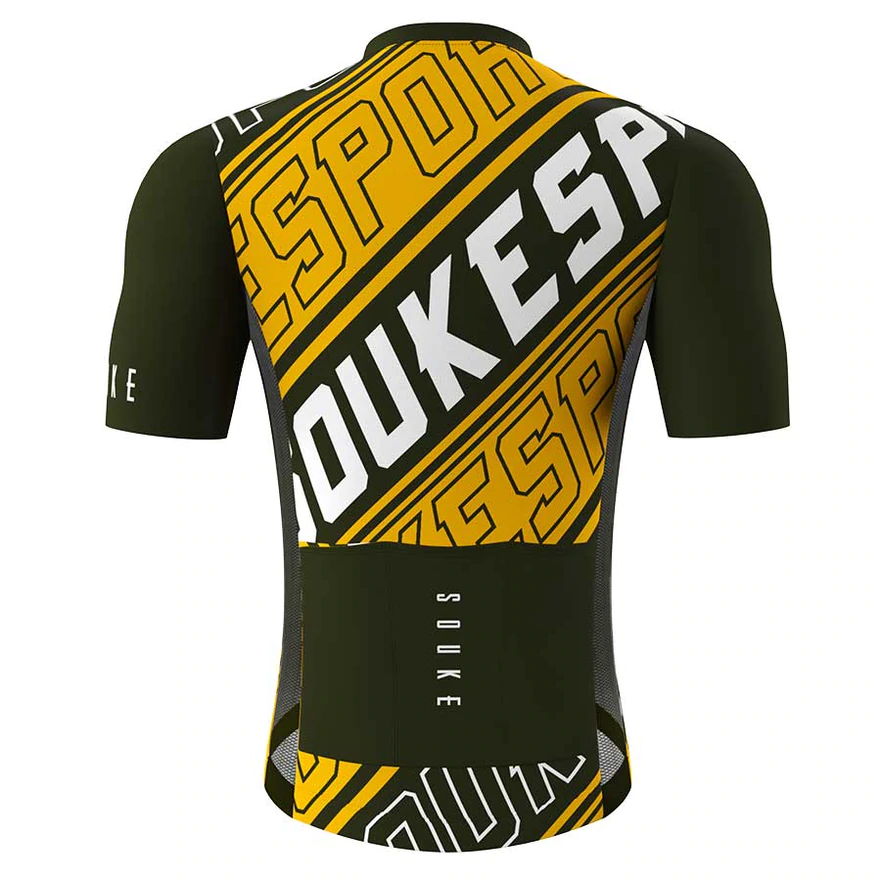 SOUKE LOGO Team Bike Jersey CS1108 - Yellow&Green - Image 2