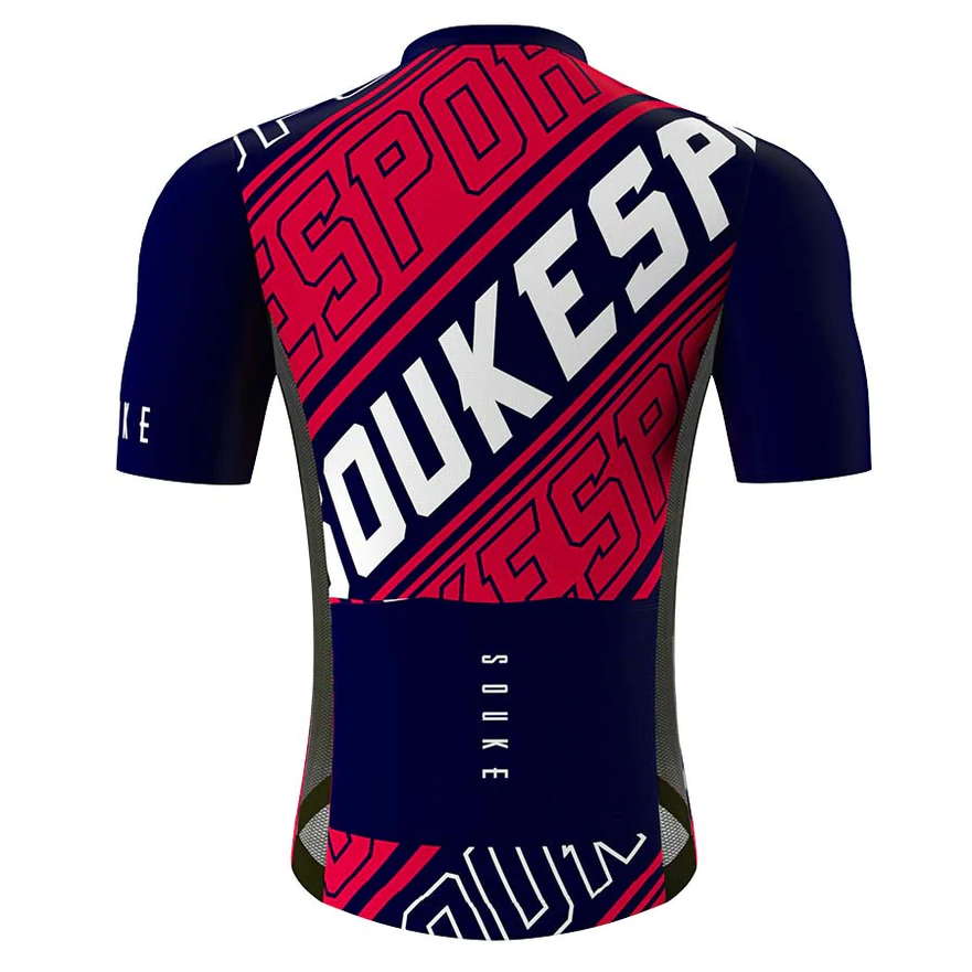 SOUKE LOGO Team Bike Jersey CS1108 - Red&Blue - Image 5