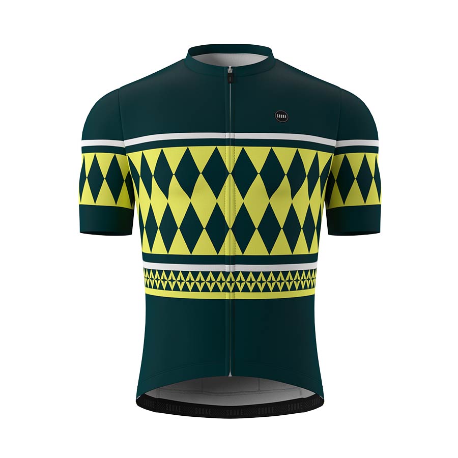 Mens High Visible Smiling Shark Cycling Jersey CS1109 - Green - Image 2